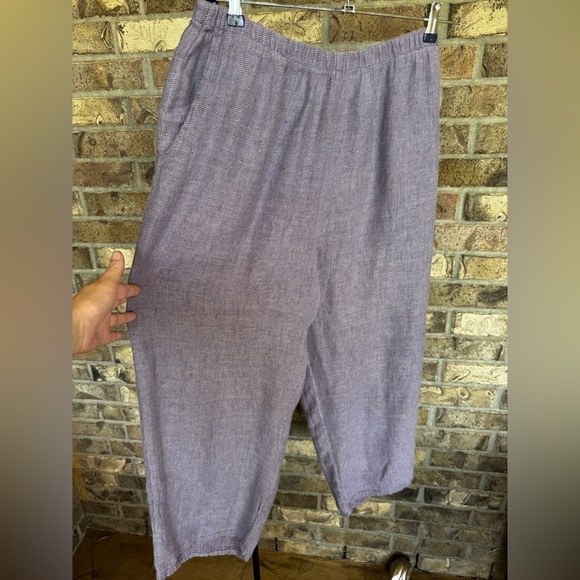 FLAX Linen Wide Leg Crop Pants Size L Comfort - Picture 2 of 13